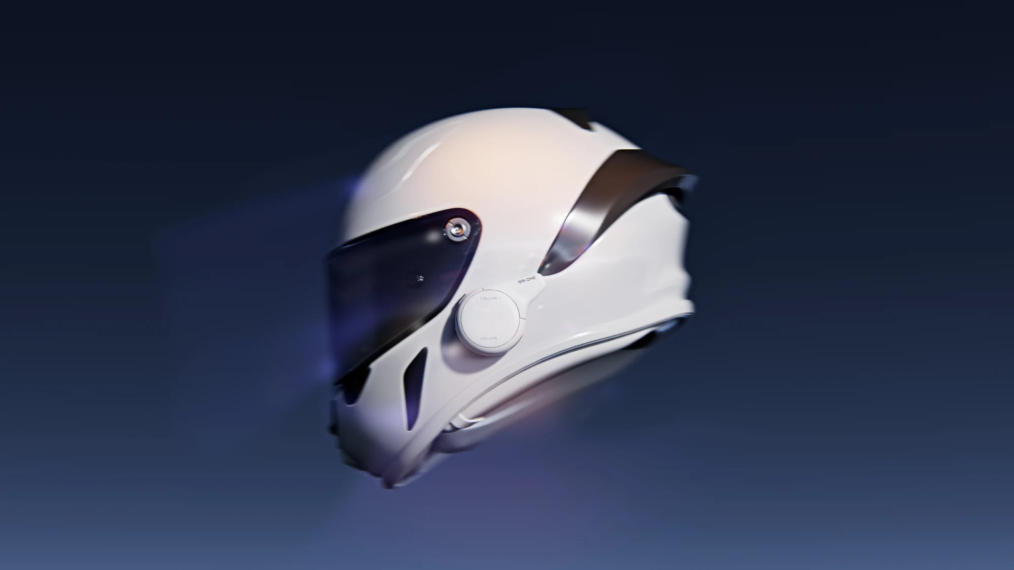 99ONE Rogue in Jet White fitted to a white full-face helmet